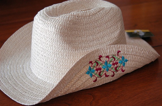 embroidery on straw hat