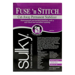 Sulky Fuse 'n Stitch Embroidery Stabilizer is a firm, crisp, heavyweight iron-on permanent stabilizer that is ideal for projects that need extra stiffness and retained support.