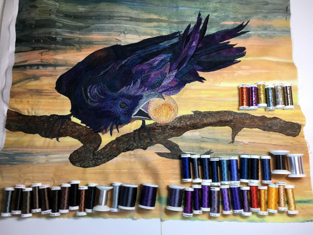 "Raven Eating The Sun" Art Quilt