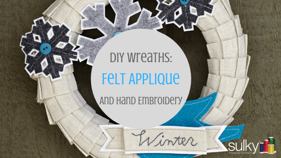 diy wreath with felt applique and hand embroidery