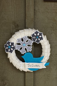 winter wreath with felt applique and hand embroidery
