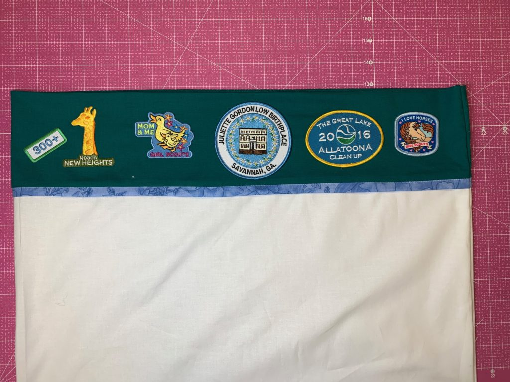 girl scout pillowcase with patches