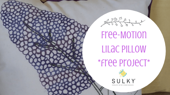 free-motion lilac pillow