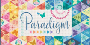 Colorful geometric pattern with the word "Paradigm".