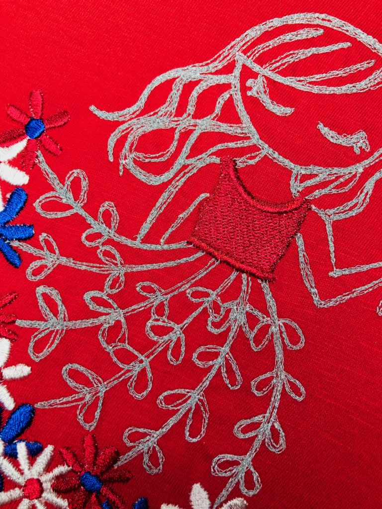 July 4 machine embroidery detail shot