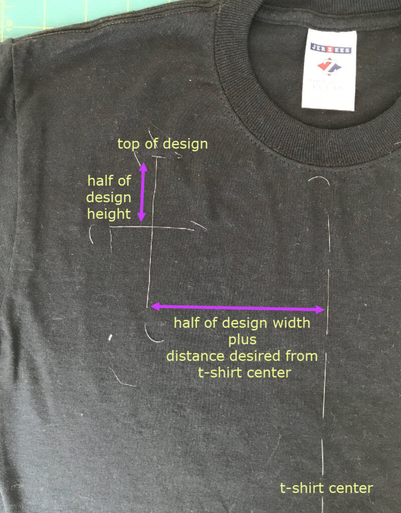 machine embroidery on T-shirt shoulder