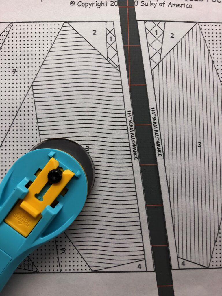 paper piecing pattern with rotary cutter