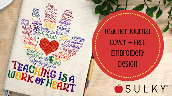 Machine Embroidered Teacher Journal