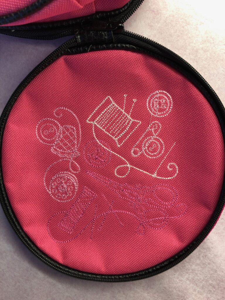 embroidery detail on jewelry case