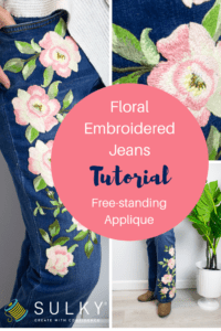 diy floral embroidery on jeans