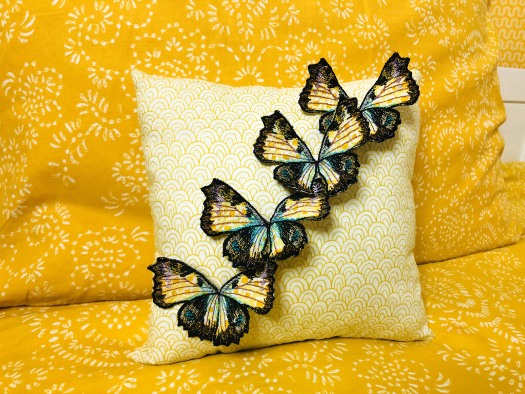 freestanding butterflies as a pillow