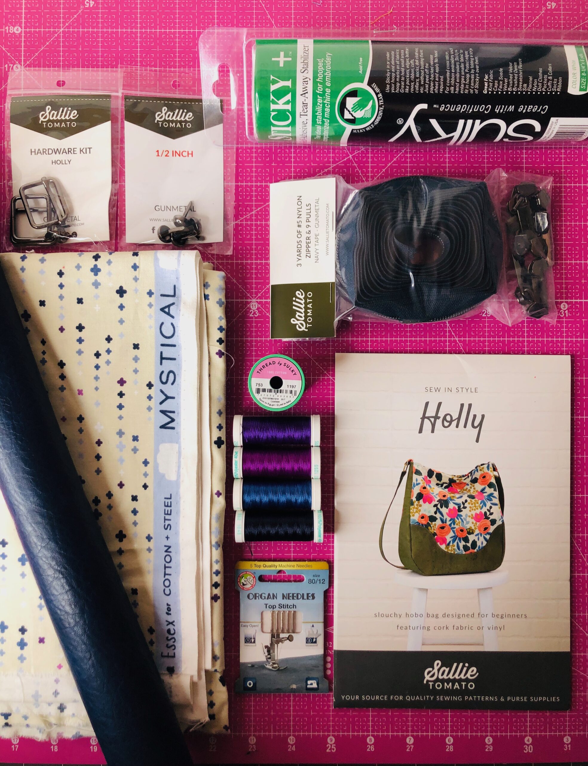 How to Sew Faux Leather + Machine Embroidery Bag Tag Sulky