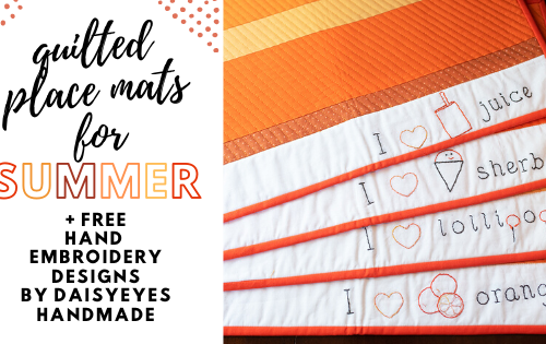 orange you glad placemats - free hand embroidery patterns