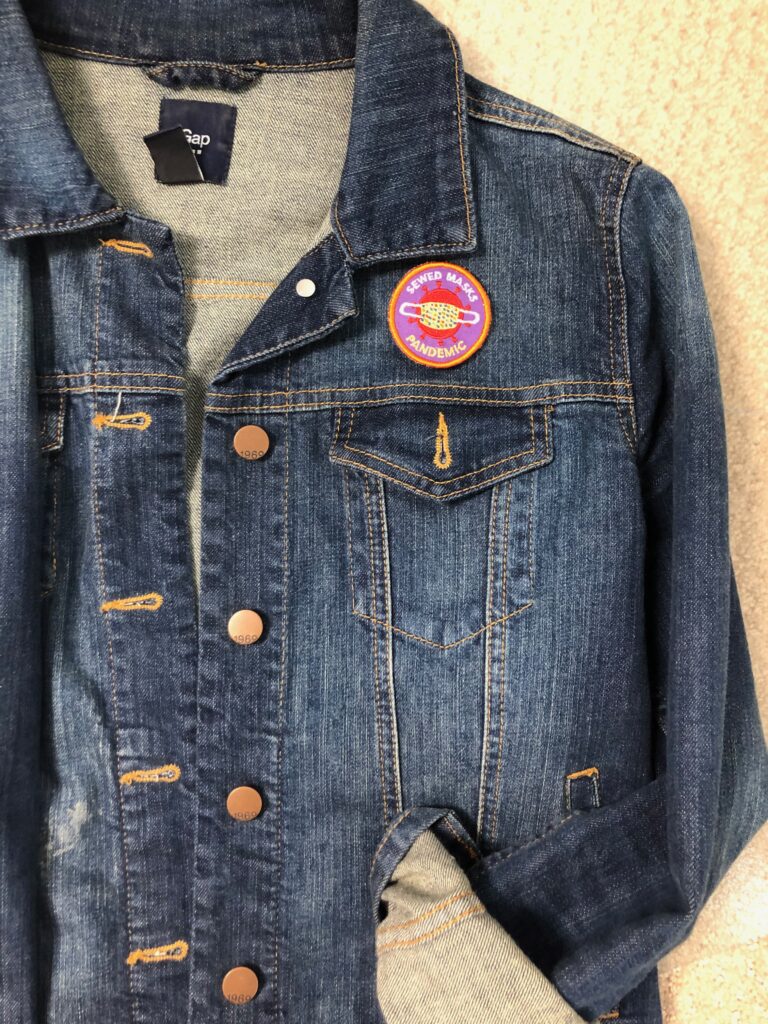 full denim jacket with pandemic patch