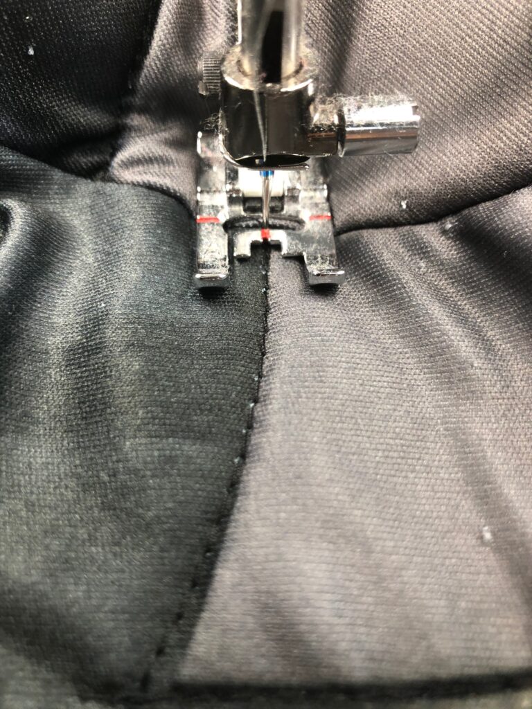 follow topstitching with reflective thread