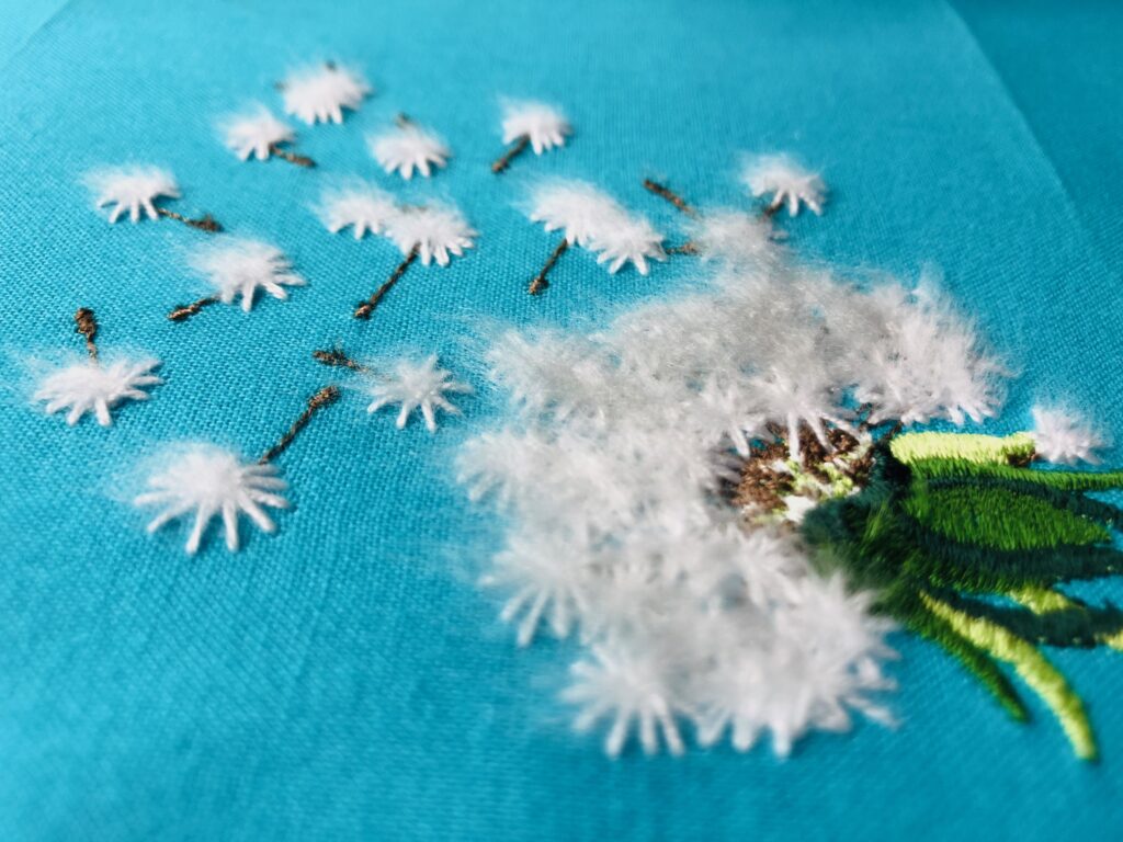 finished dandelion embroidery