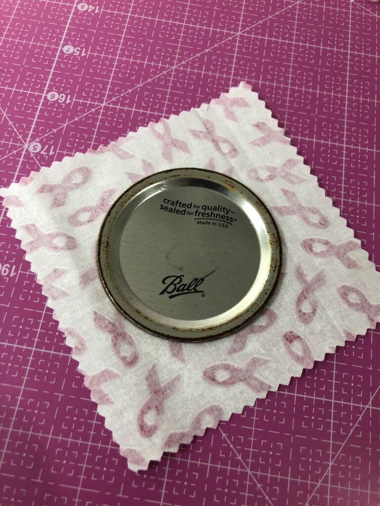 measure pincushion lid fabric
