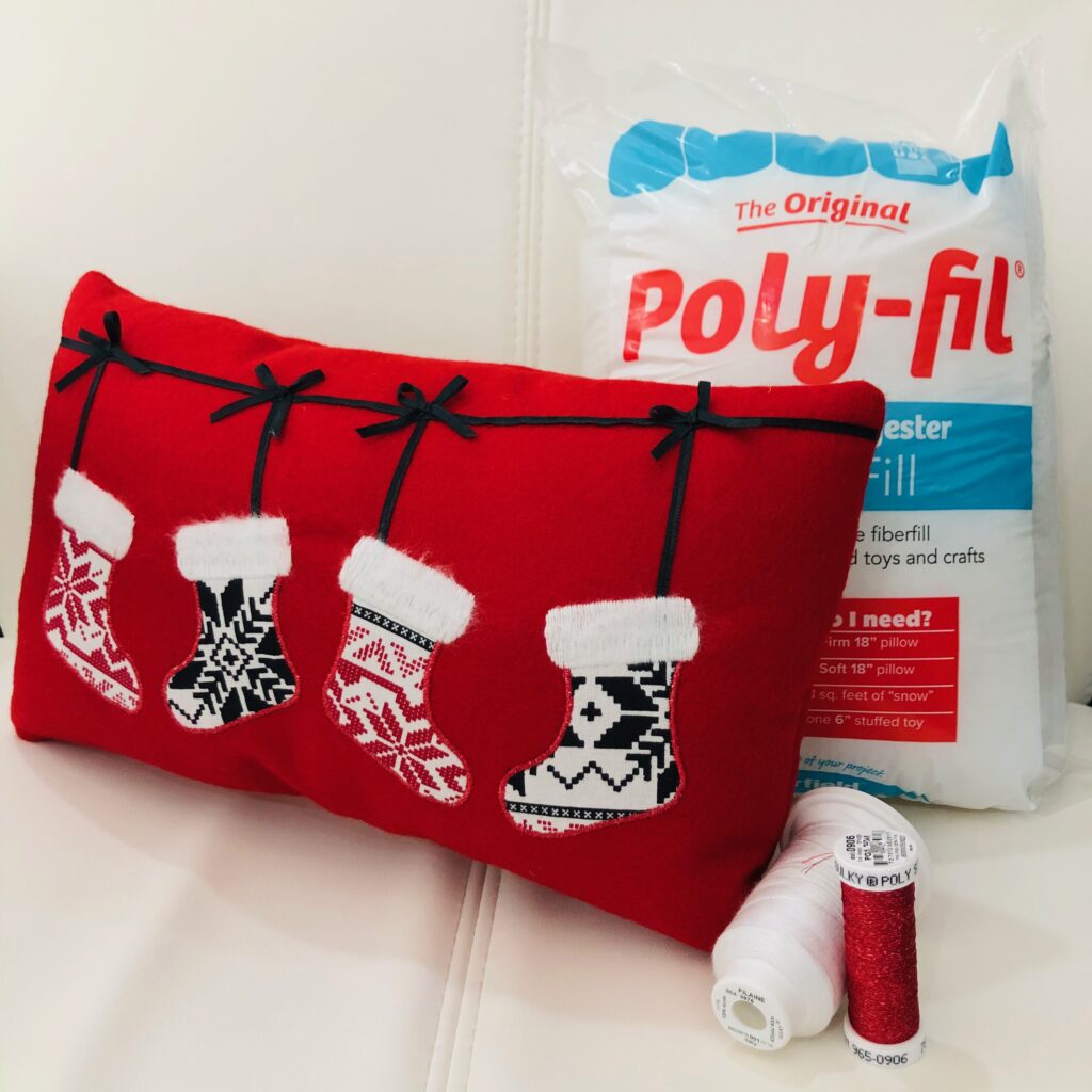 Poly-Fil with holiday pillow
