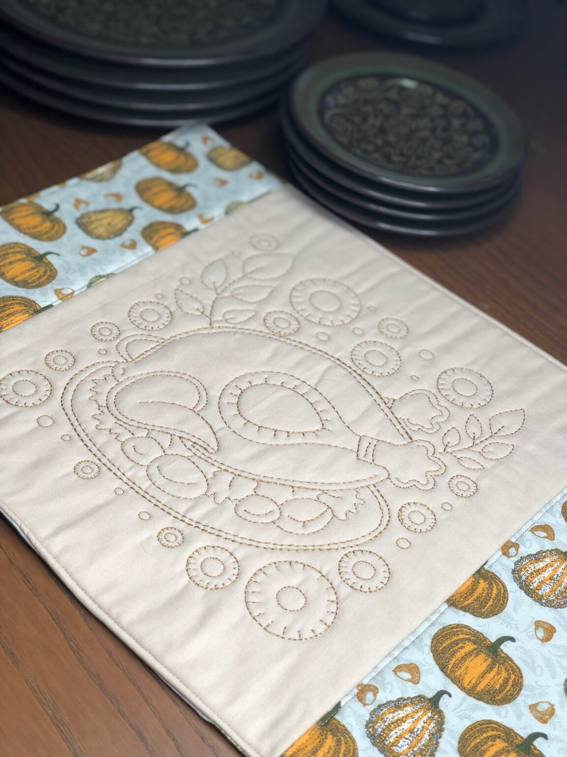 Thanksgiving Placemats with Machine Embroidery Sulky