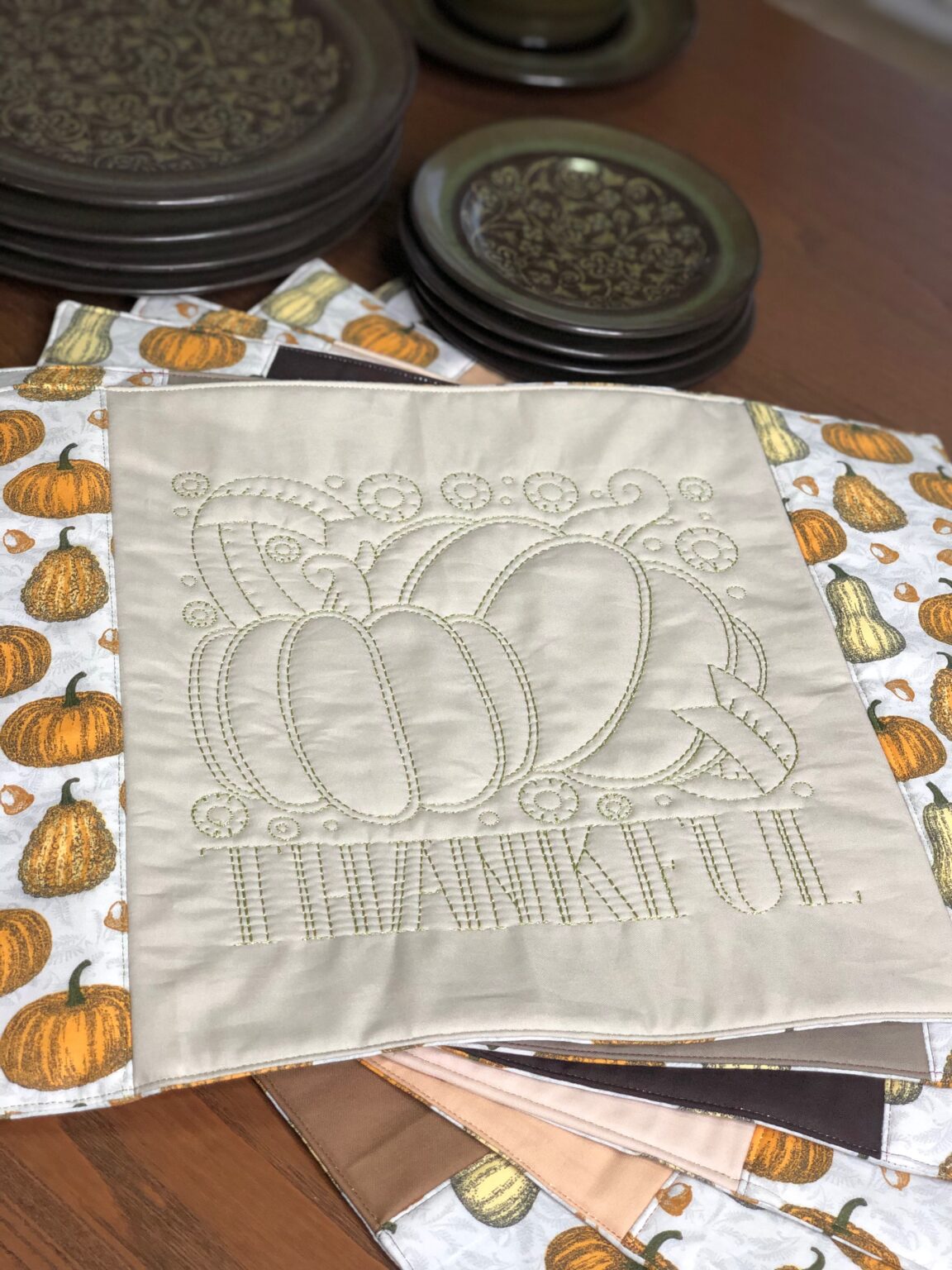 Thanksgiving Placemats with Machine Embroidery Sulky