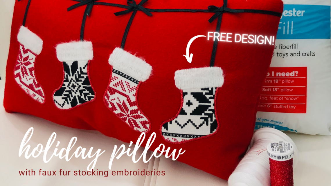 holiday pillow pattern with embroidered stockings