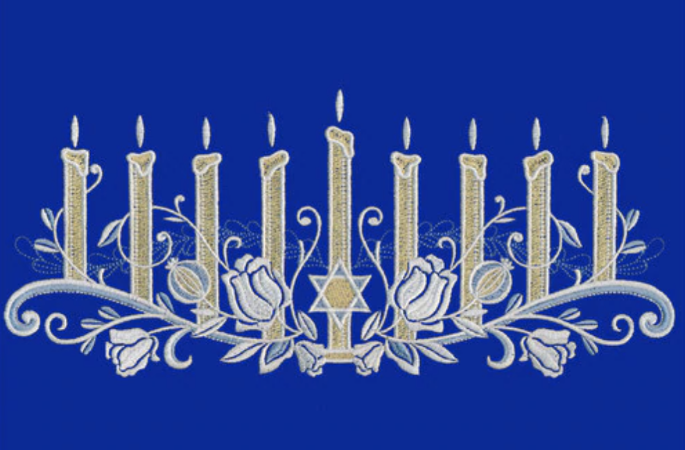 Hanukkah machine embroidery design