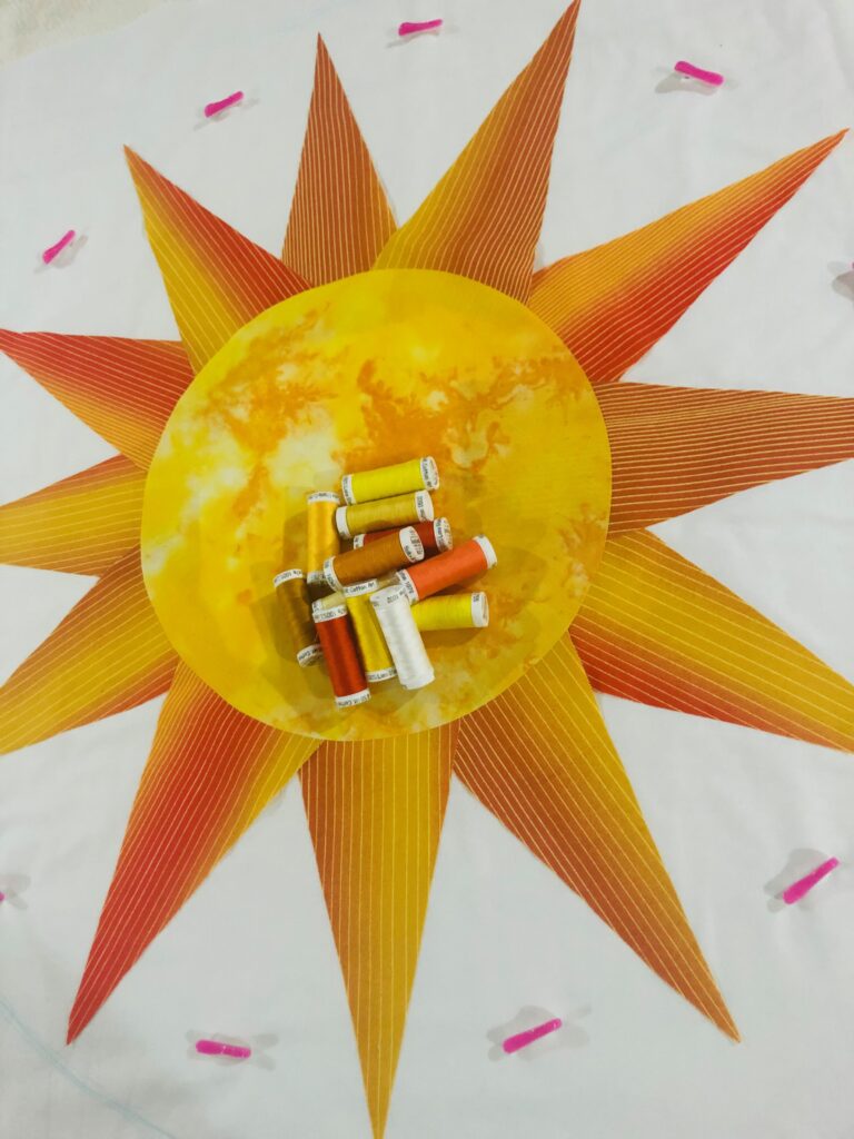 sunshine and daydreams thread palette on table topper