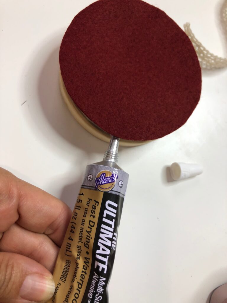 place glue on inner hoop ring