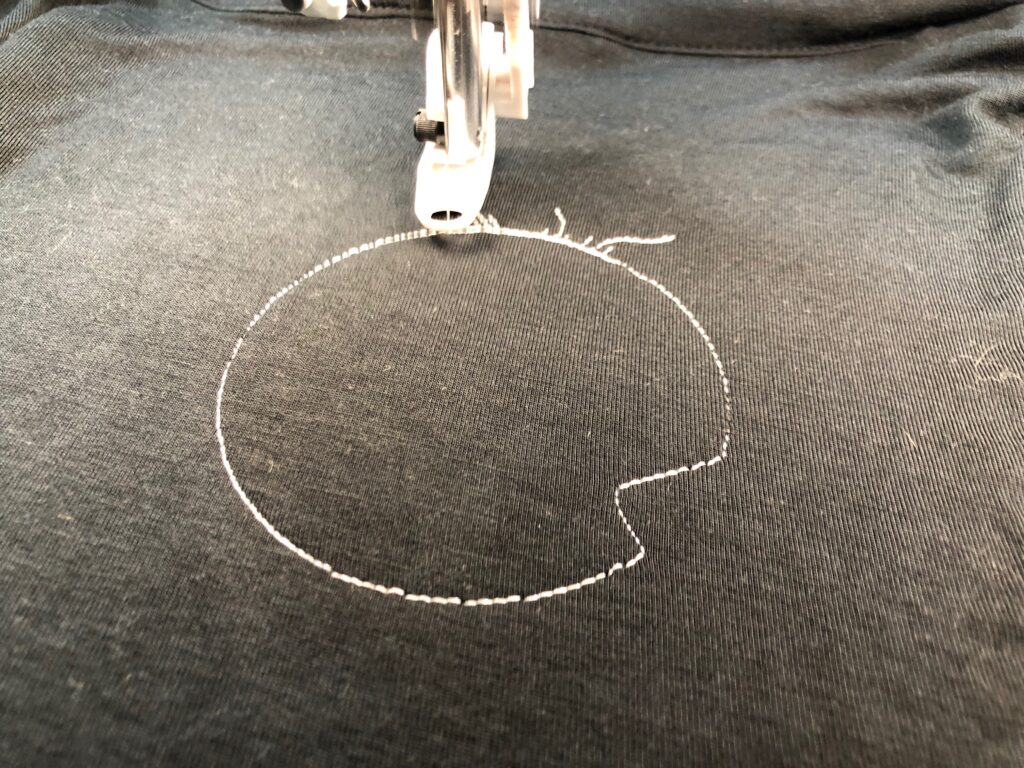 beginning the embroidery