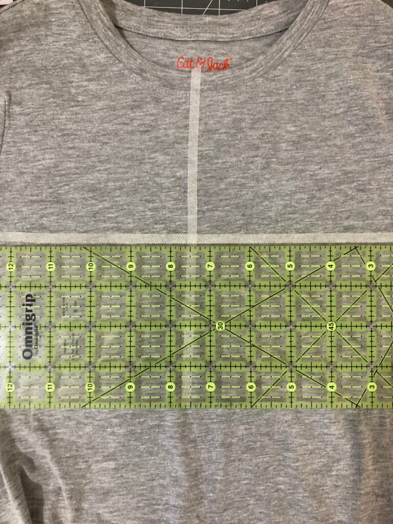 placement strips on T-shirt