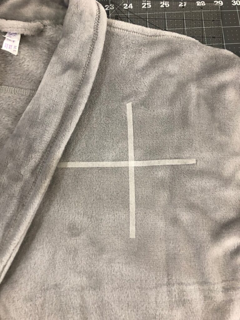 marking plush robe for embroidery placement