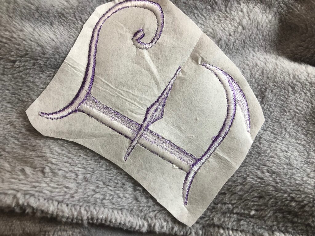 Robe Embroidery with cut-away stabilizer