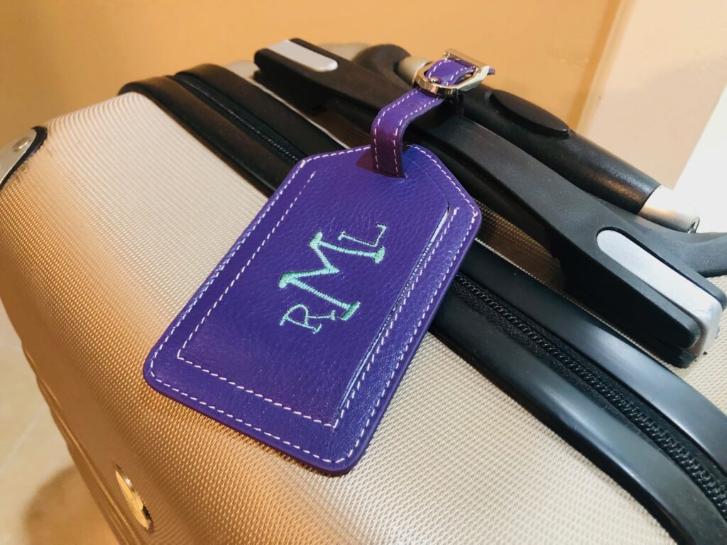 finished embroidered luggage tag