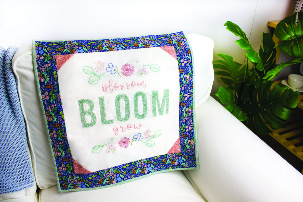 bloom embroidered mini quilt