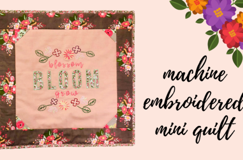 machine embroidered mini quilt to welcome spring