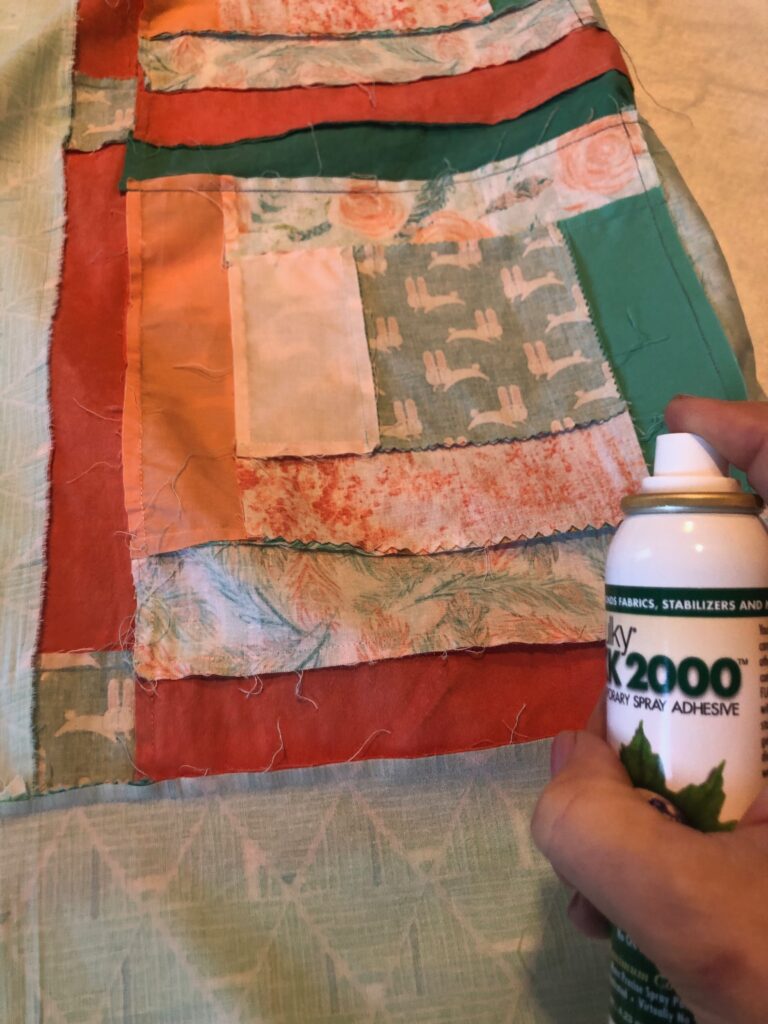 spray basting quilt top