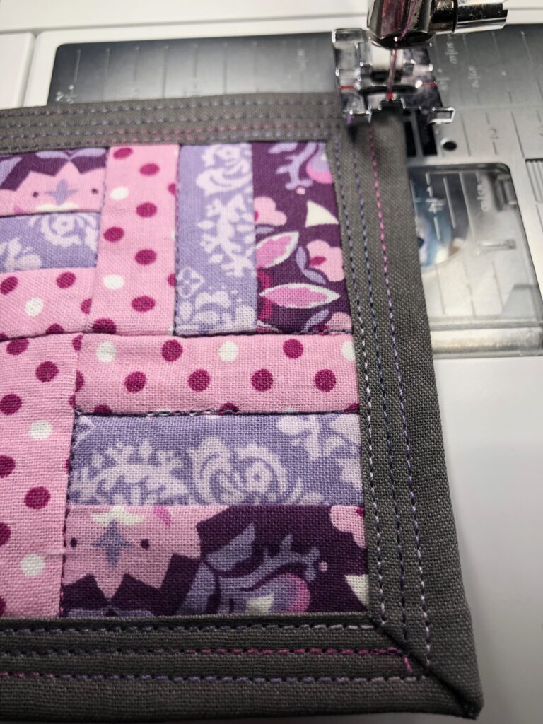 quilting lines along binding