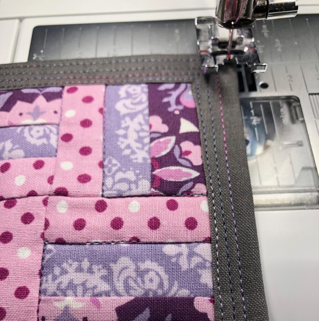 quilting lines along binding