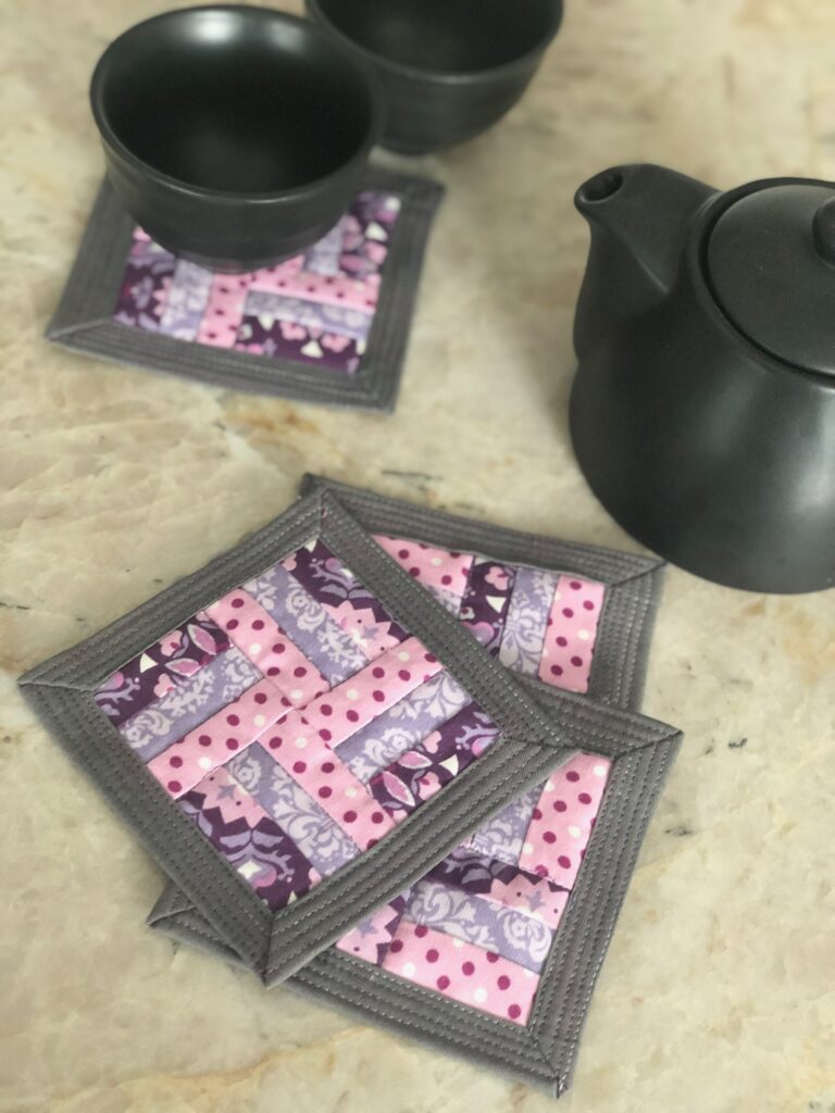 quilted coasters with teapot
