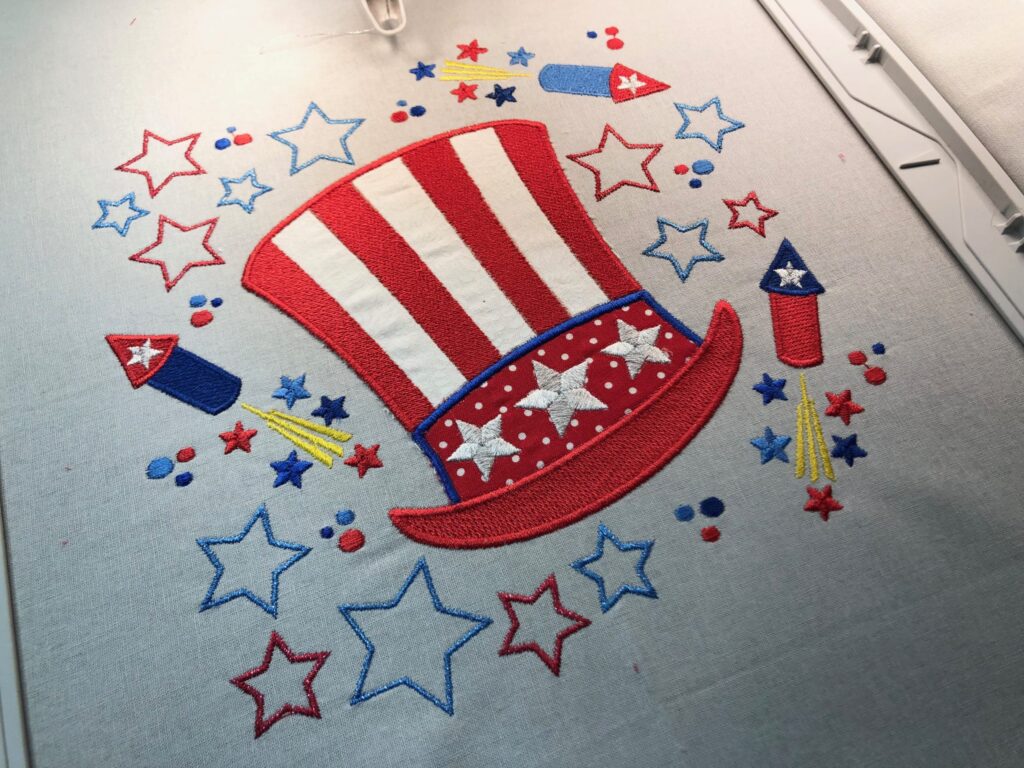 finished Uncle Sam Hat embroidery design