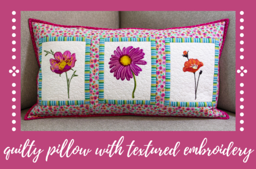 quilty pillow with textured embroidery