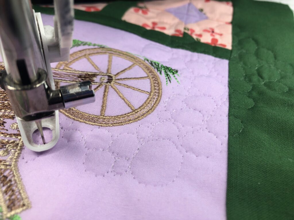 quilted bubbles on garden flag