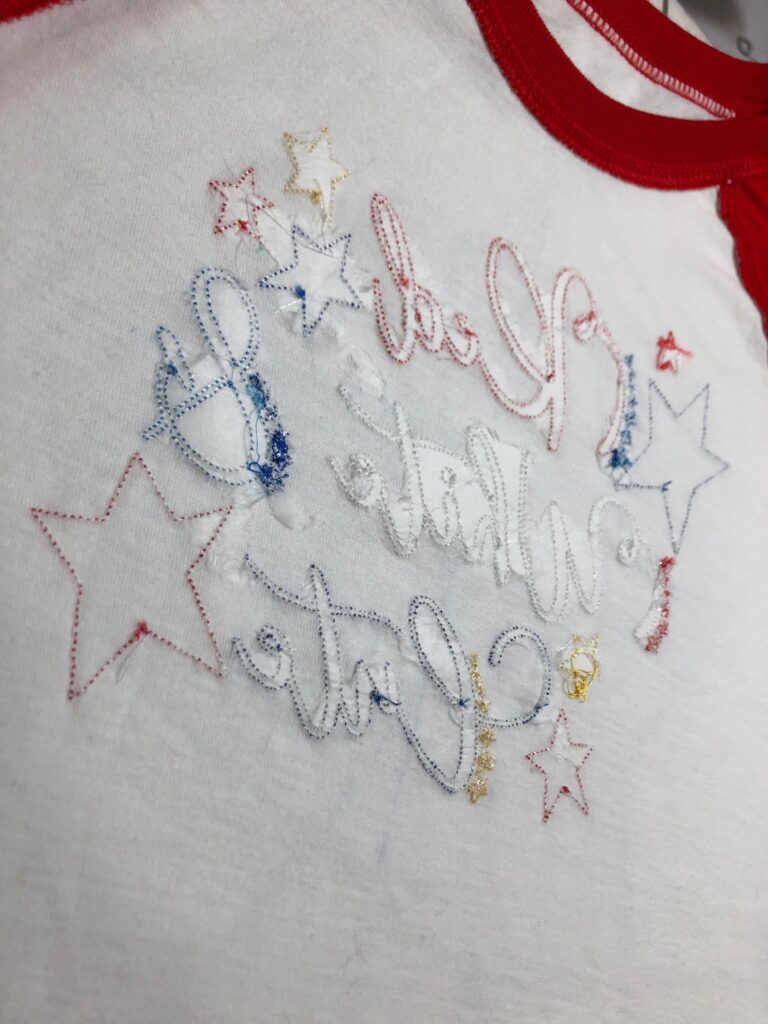 back of embroidery on tee