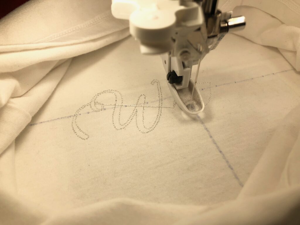 begin embroidery on tee