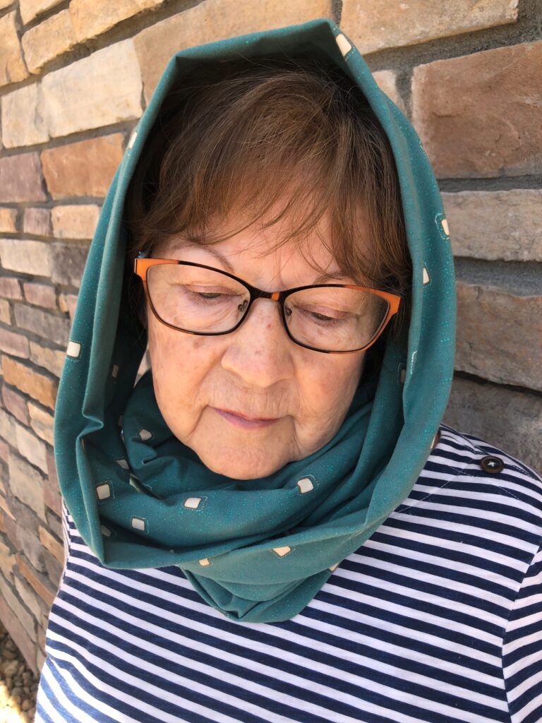 serger infinity scarf over head