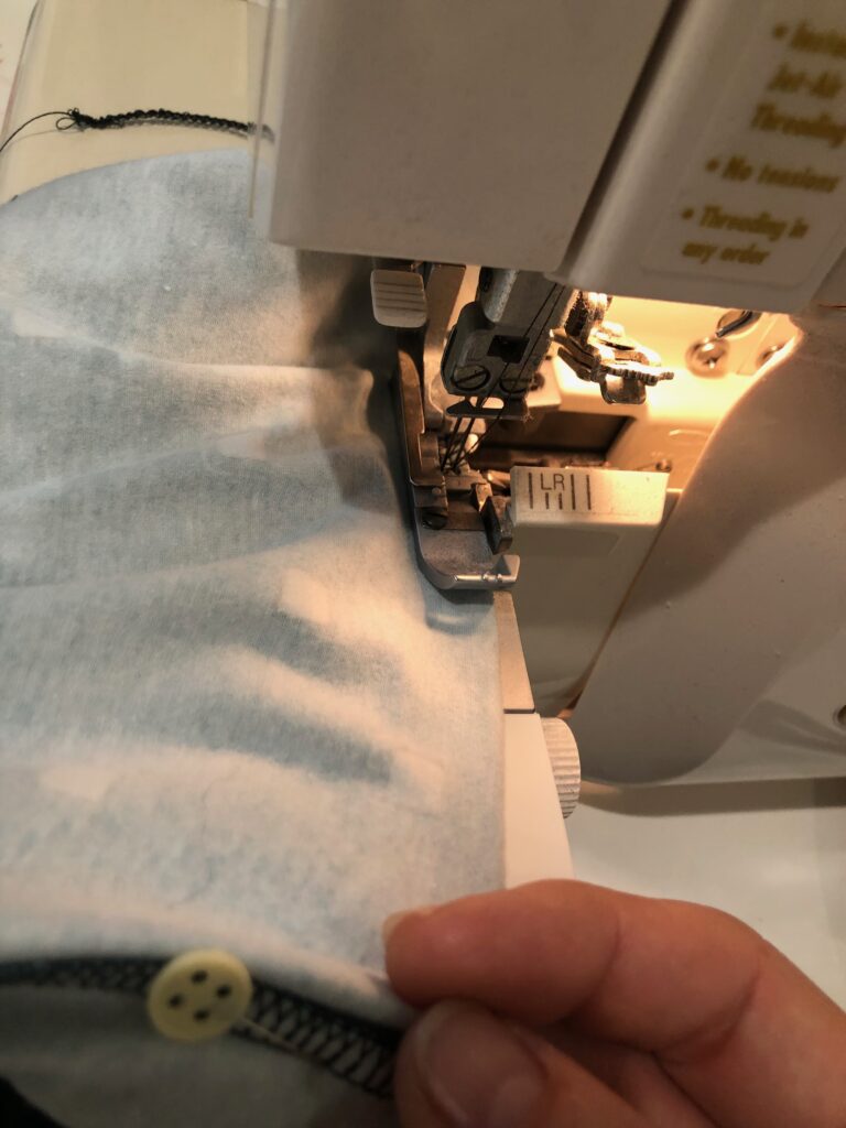 serger infinity scarf short ends being serged