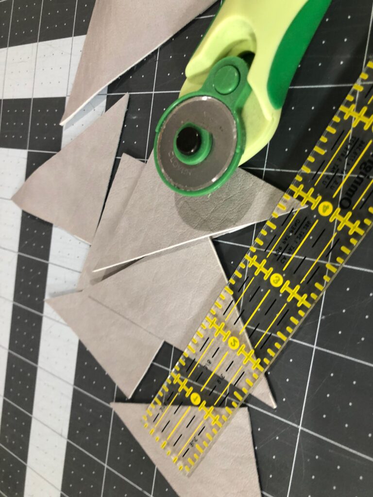 cut triangles for drawstring bag
