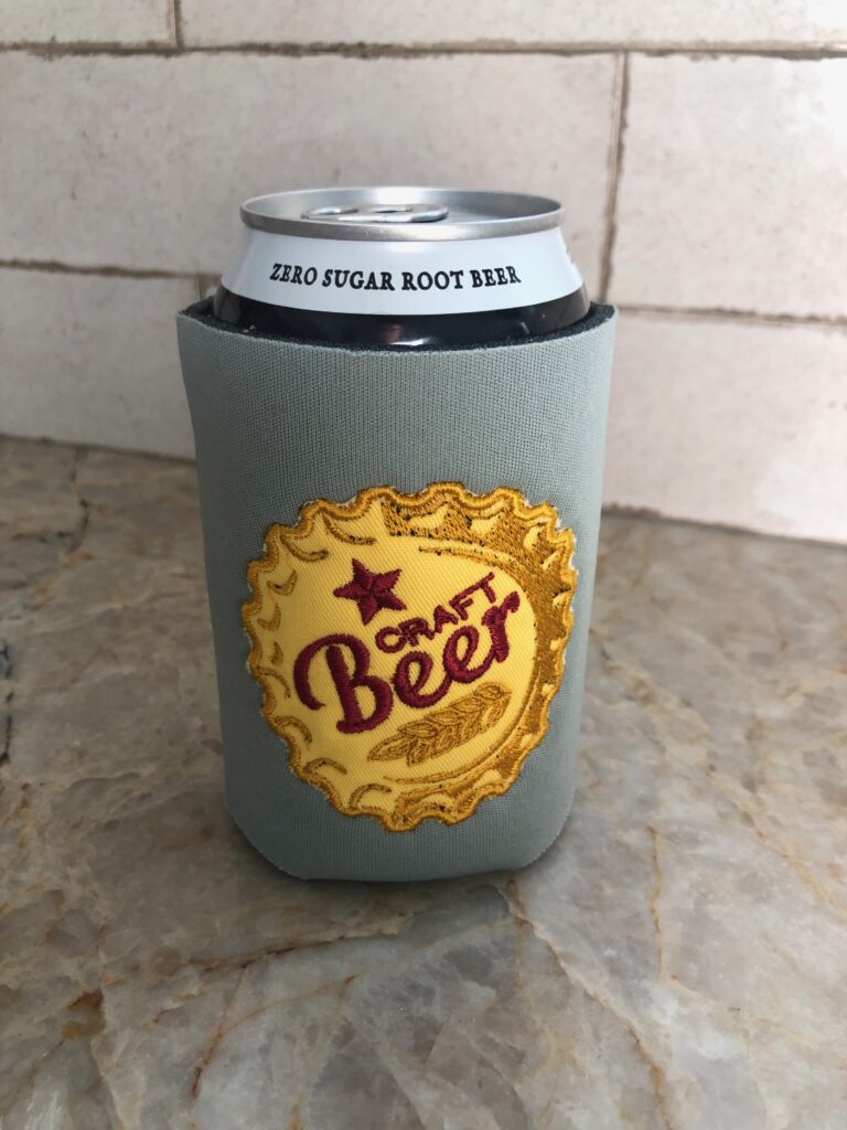 finished can koozie on table