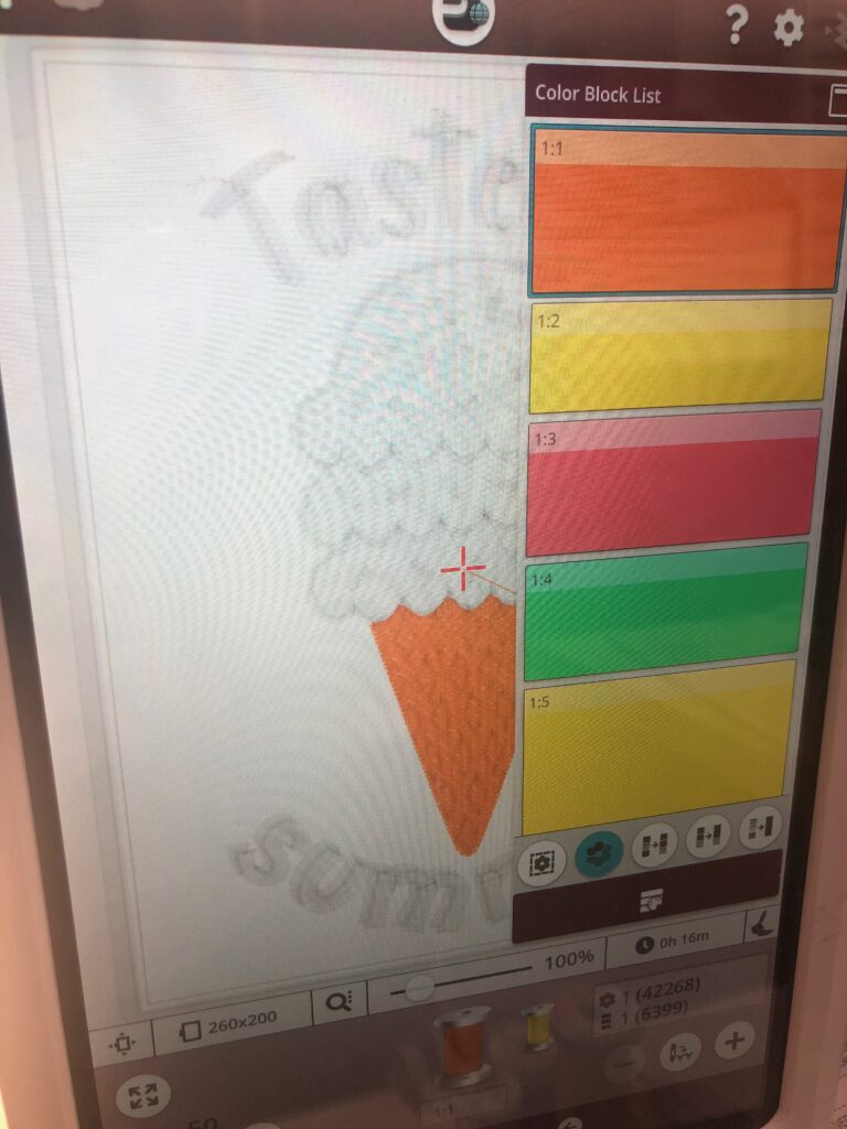 ice cream embroidery on screen