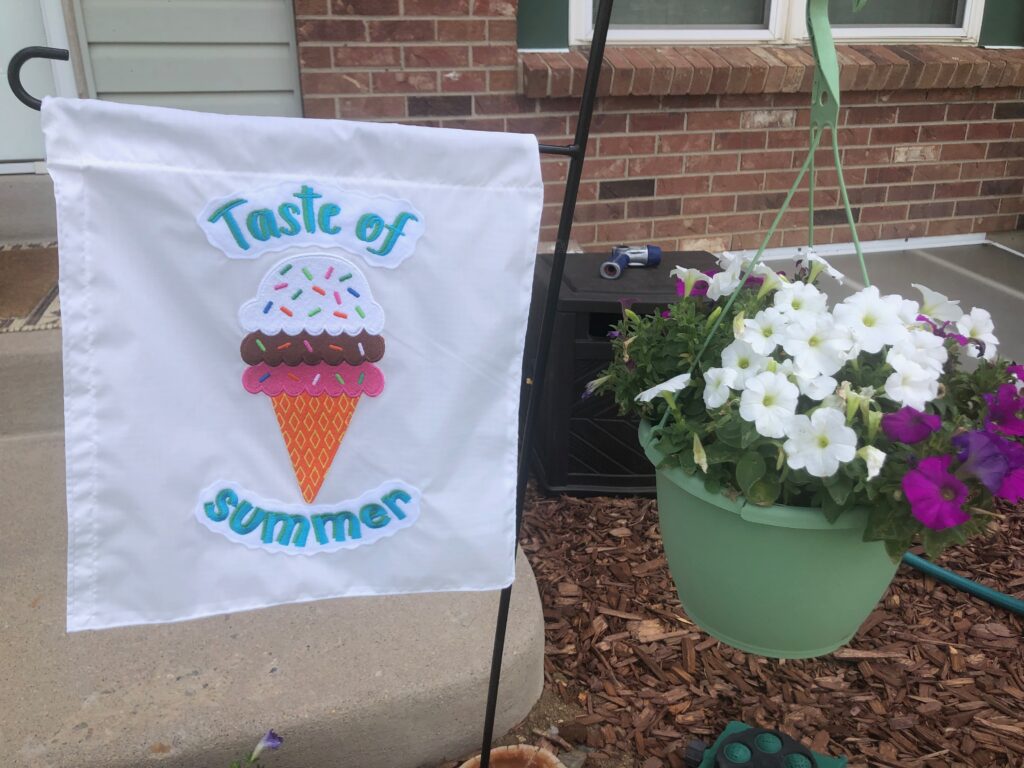 finished ice cream embroidery flag